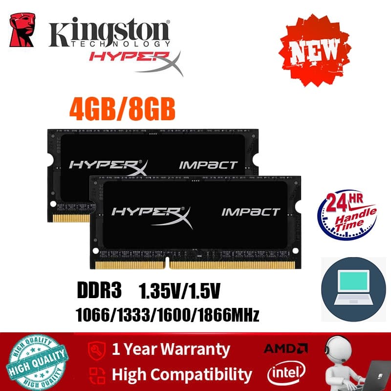 Kingston Hyperx 4 Gb/8 DDR3/DDR3L Notebook Memória RAM Sovenm 1333/1666/1866Mhz 1.35 V/1.5 PC3-10600 12800 Para laptop
