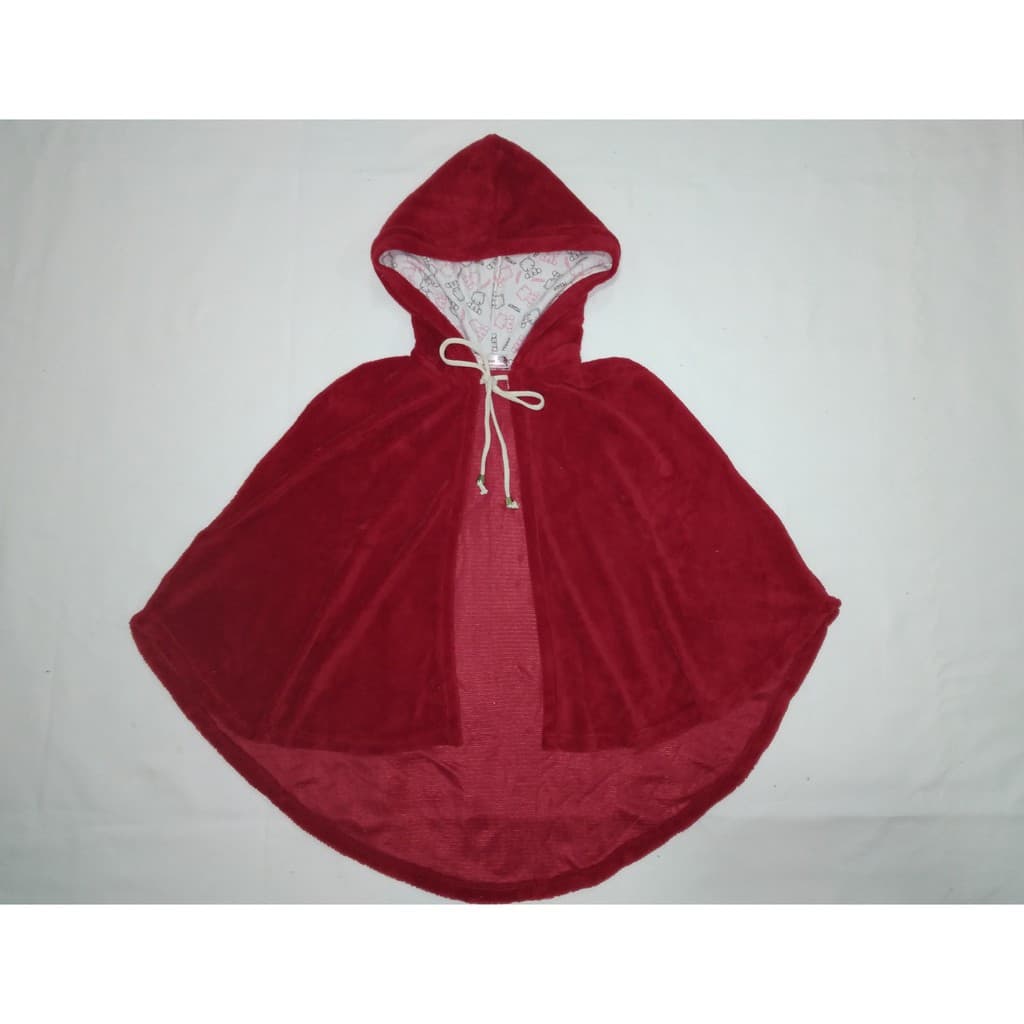 Xale Infantil Vermelho de Mantinha com Capuz