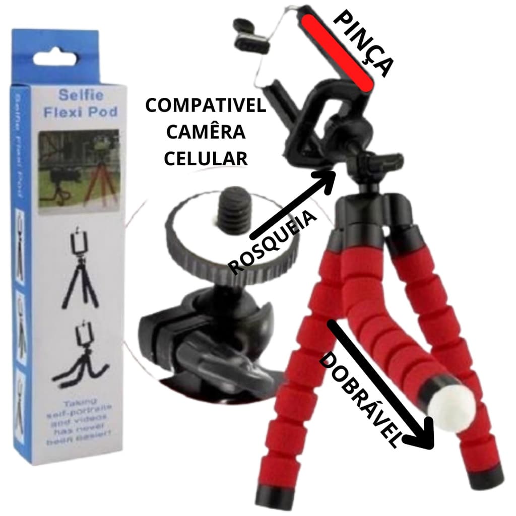 Suporte Estabilizador Mine tripe polvo para celular e camera