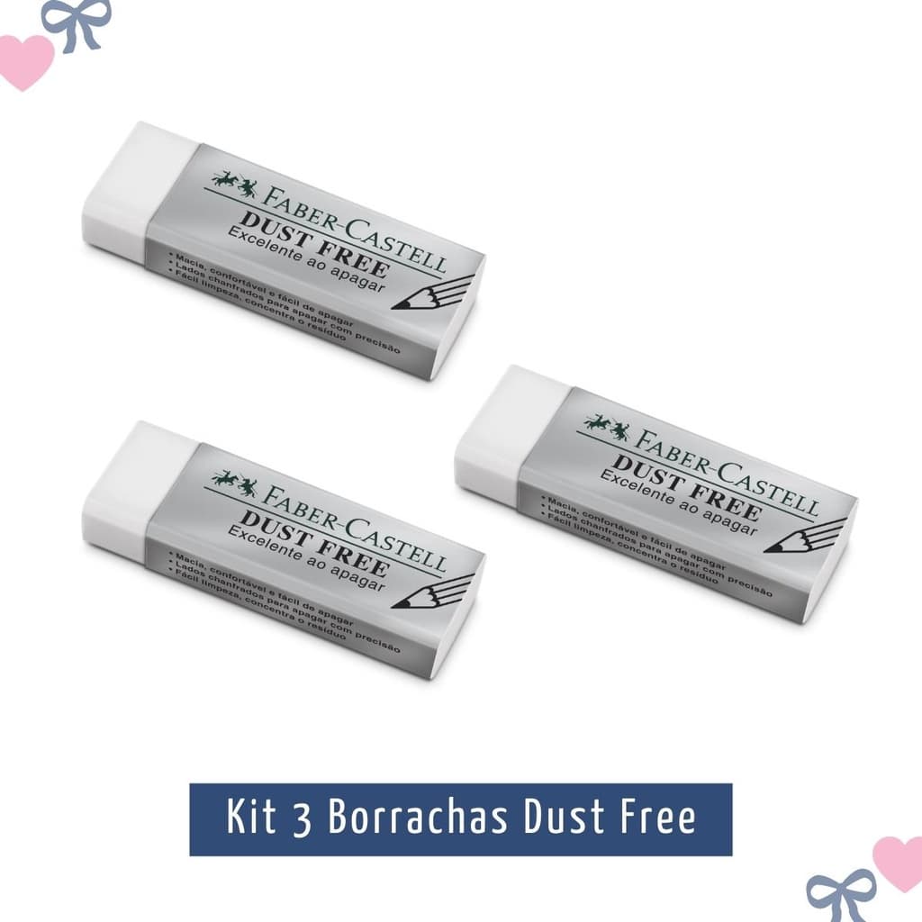 Kit Borracha Faber Castell Dust Free Grande Macia Branca 3 Unidades