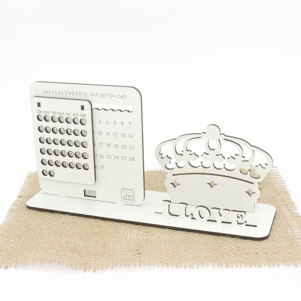 5 Calendário Infinito Personalizado Mdf Branco - Coroa