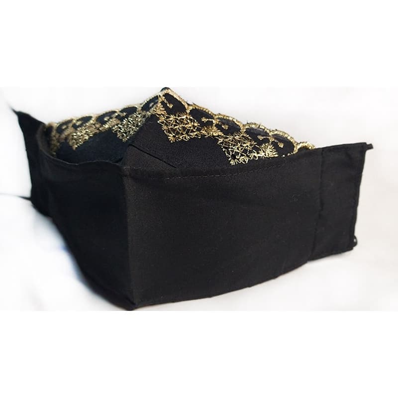 Máscara 3D Preta Renda Inglesa Tricoline com forro e elástico confortável  lavável do P ao GG