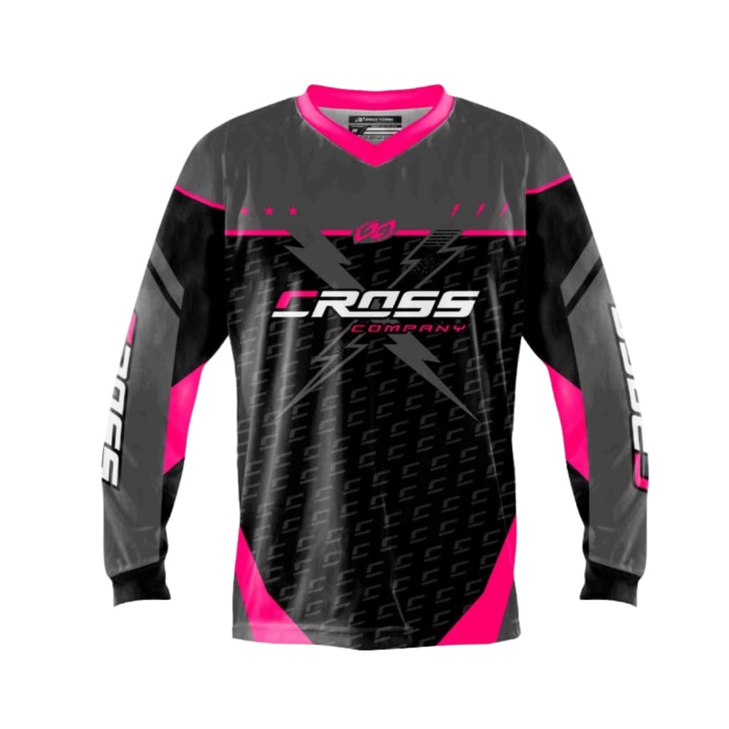 Camisa Rosa Feminina Adulto Motocross Trilha Off-Road 100% Poliéster Proteção UV Slim Manga longa