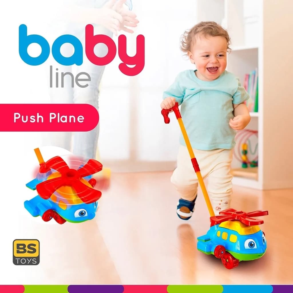 push plane Bebê Infantil Avião De Empurrar Puxar - Bs Toys - cor aleatória