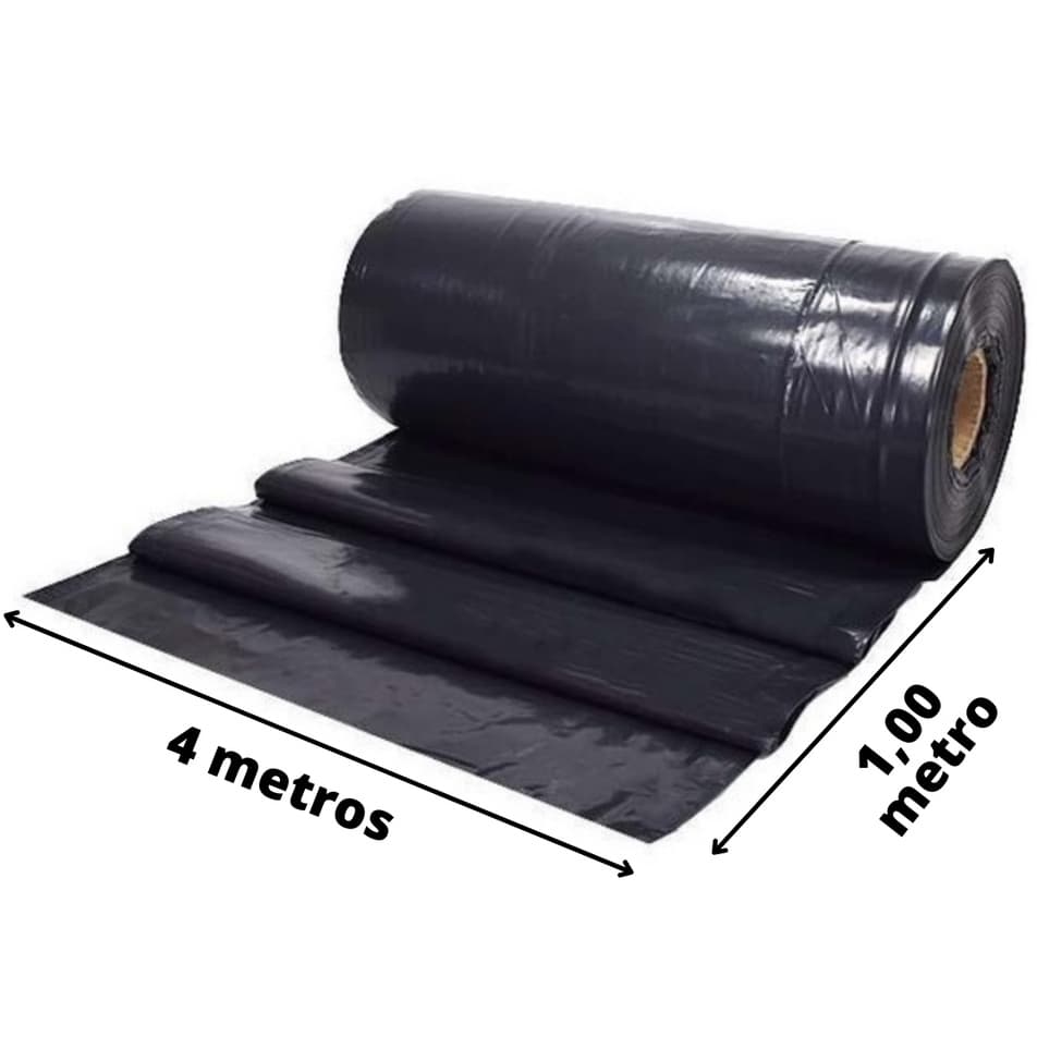 Lona Plástica Preta Para Proteção De Piso, Pintura, Obra, Embalagem 4 x 1 Metro