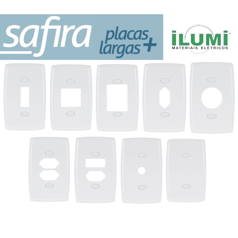 2 Placas Espelho Tampa Para Interruptores e Tomadas Safira Ilumi Branca 4x2