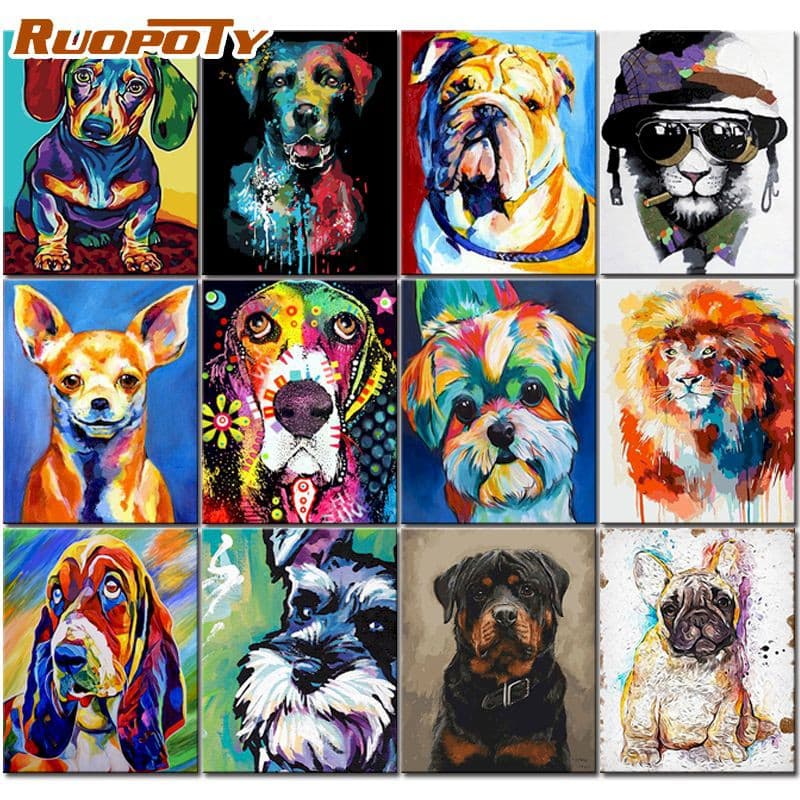 Ruopoty Pintura Por Número De Animais Pintura Acrílica Série Pintura A Óleo Para A Decoração Home Na Lona Pintura Para A Parede Arte 40x50cm