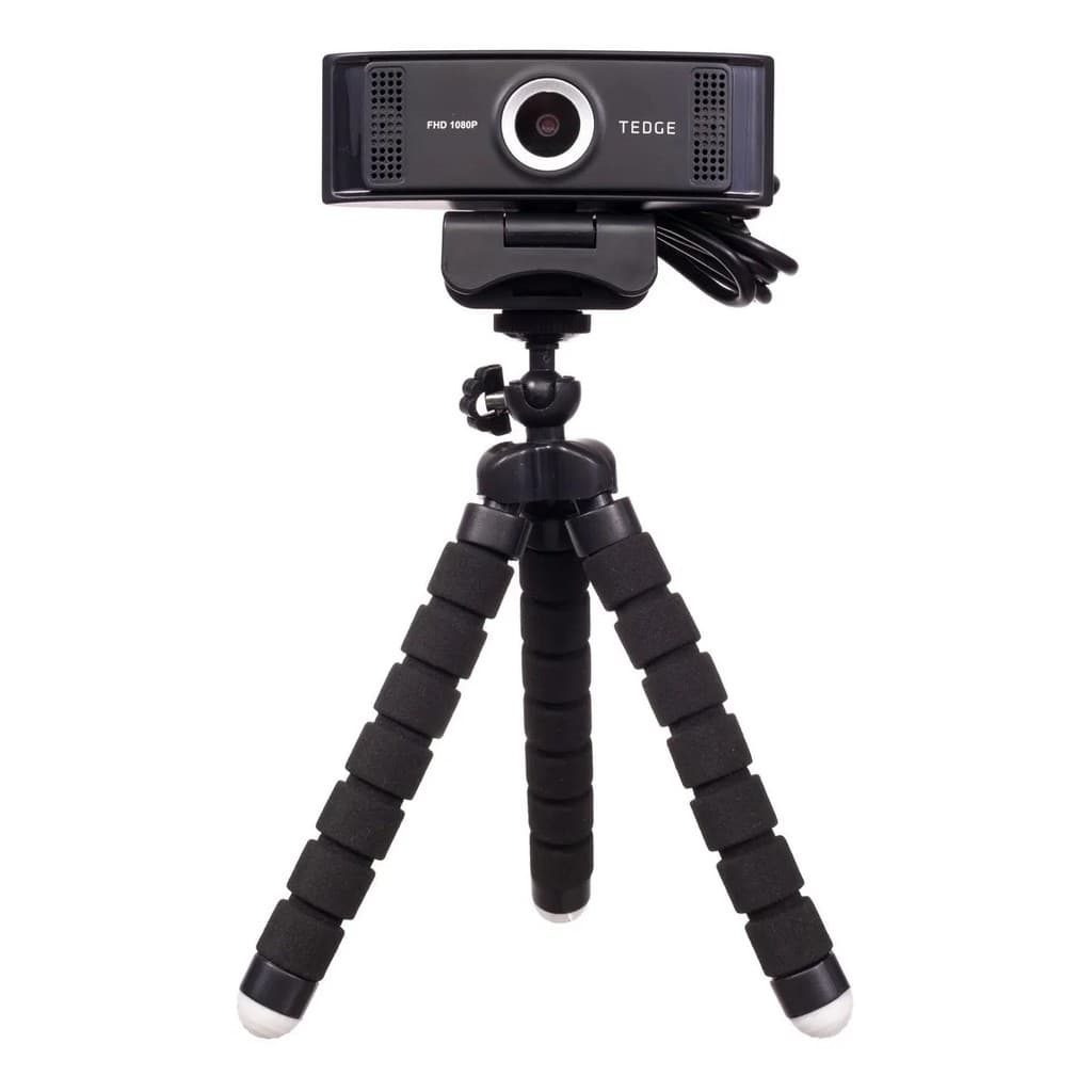 Webcam Tedge Full HD 1080p + Tripé + Protetor de Privacidade | Home Office, Aulas e Streamer