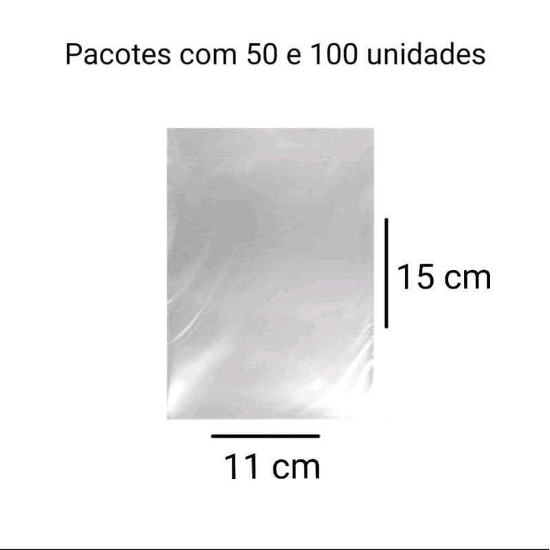 Embalagem transparente 11x15 cm - pacotes com  100 e 200 unidades