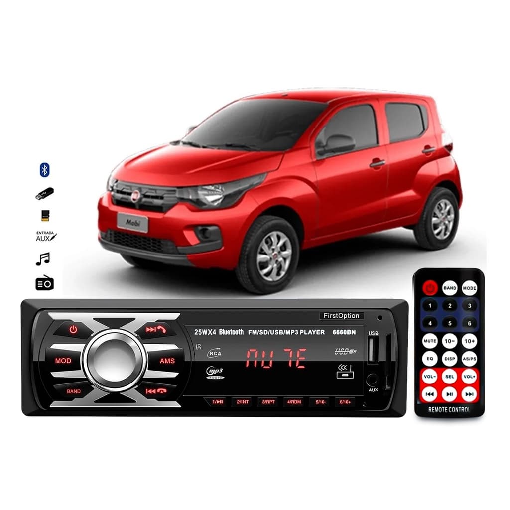 Aparelho De Som Mp3 Fiat Mobi Bluetooth Pendrive Rádio