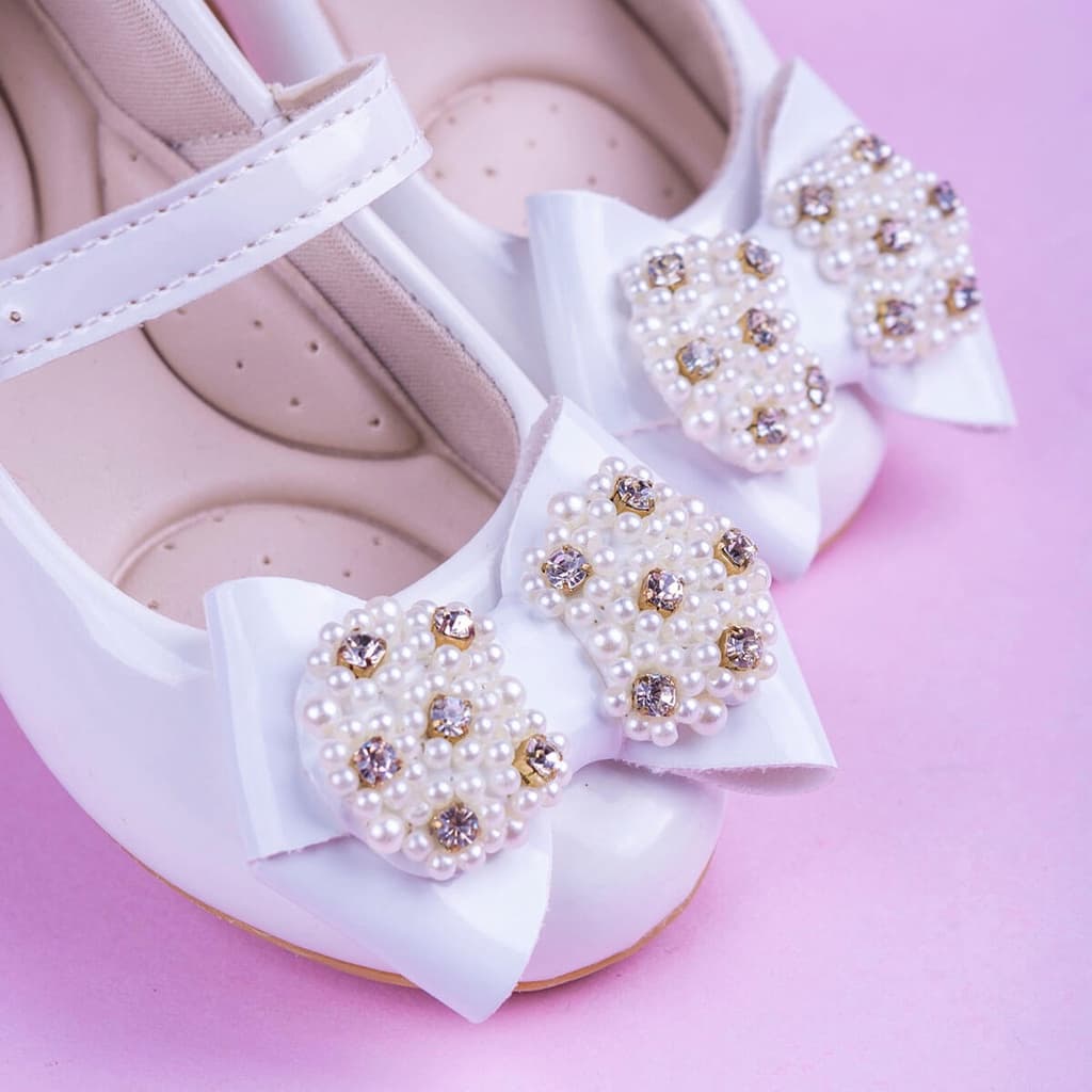 Sapatilha Infantil Luxo Menina B2A Festa Laço Perola Brilho Varias Cores 2018