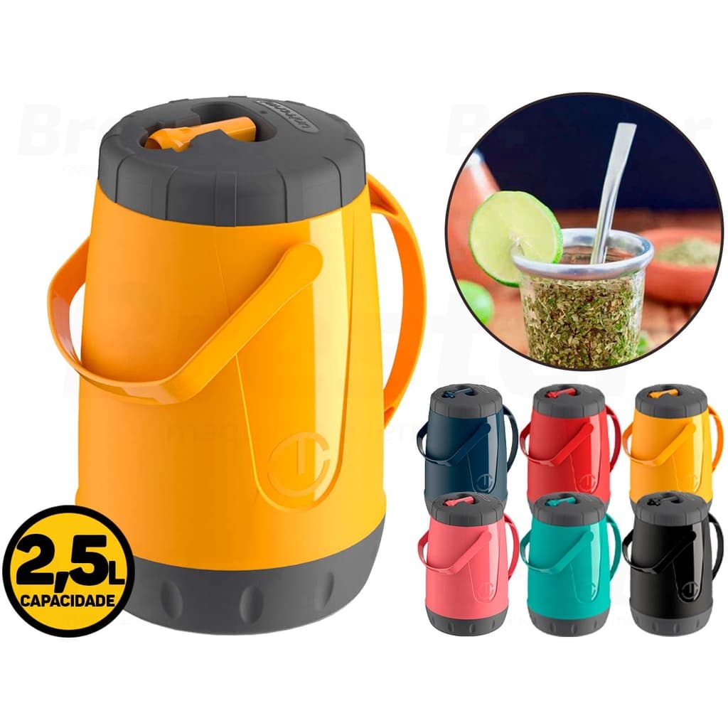 Garrafa Térmica Pávia Jarra 2,5l Chá Café Suco Água Tererê Unitermi