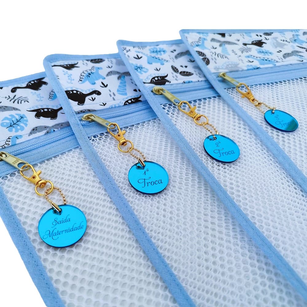 Saquinho Maternidade Organizador Para Bolsa Saída Maternidade Com Lindo Pingente Azul Para as Trocas