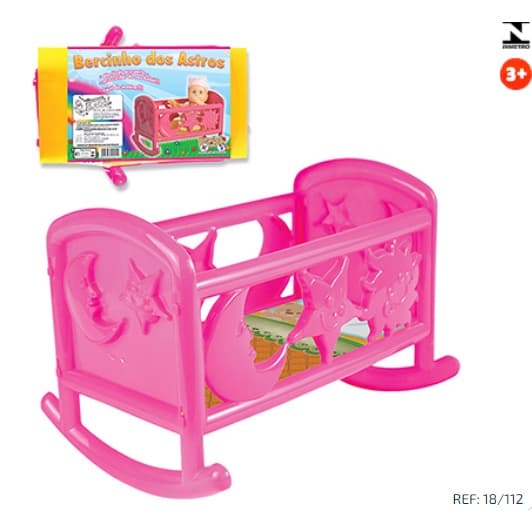 Berço de Balanço de Plástico para Boneca Bercinho dos Astros 31x22x22cm