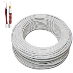 Cabo Coaxial Bipolar 4mm Para Sistemas de Câmeras de Segurança 80% Malha 50Mts