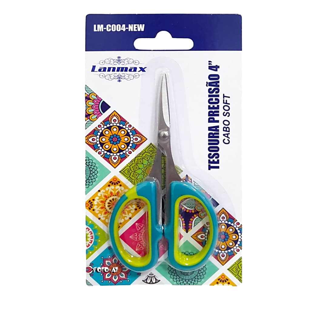 Tesoura Precisão Cabo Soft Patchwork Costura Artesanato Lanmax 4"