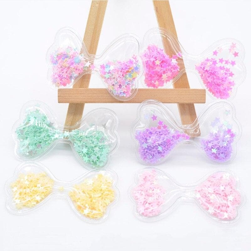 12pcs 6.2 * 3.6cm bow tie pvc enchimento lantejola aplicativos para DIY artesanato chapéu patches cabeça decoração