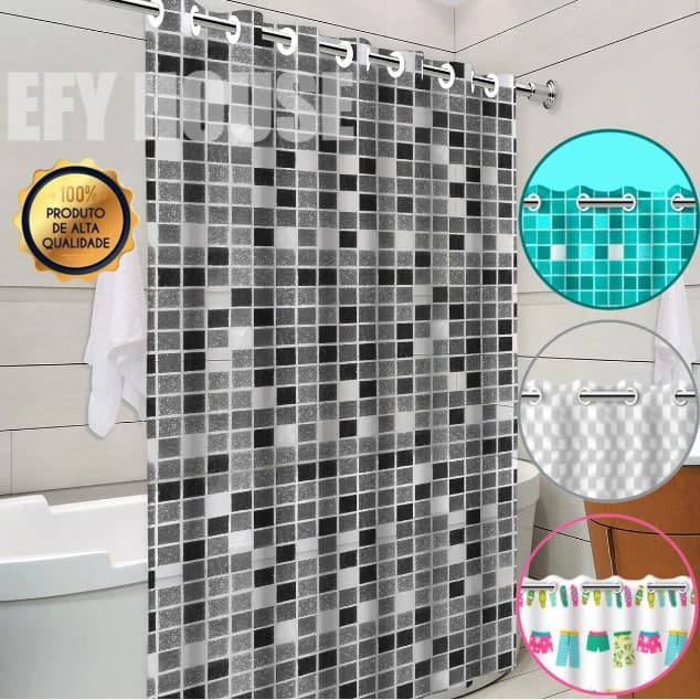 Cortina Para Box Pvc Impermeável Antimofo