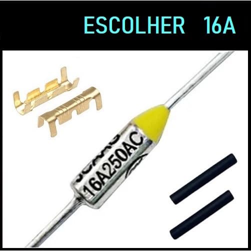1 Fusível Térmico 16A 250V + Conectores 72c 98c 113c 117c 121c 133c 142c 172c 184c 192c 216c 229c 240c 250c 260c Graus