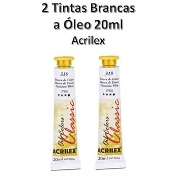 Kit 2 Tintas Óleo Branco Titânio 20ml Acrilex PIntura Tela