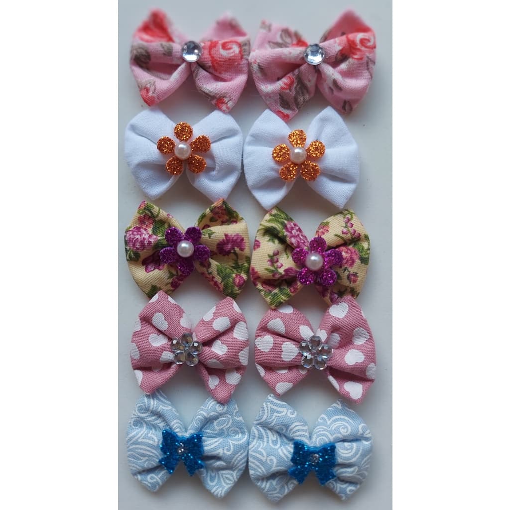 Kit LAço Adesivo Pet em Tecido 10 unidades