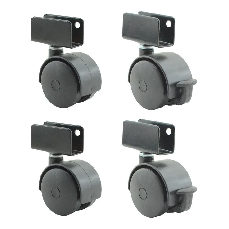 Rodinha para berço na cor preta chapa U de 15mm 4 peças