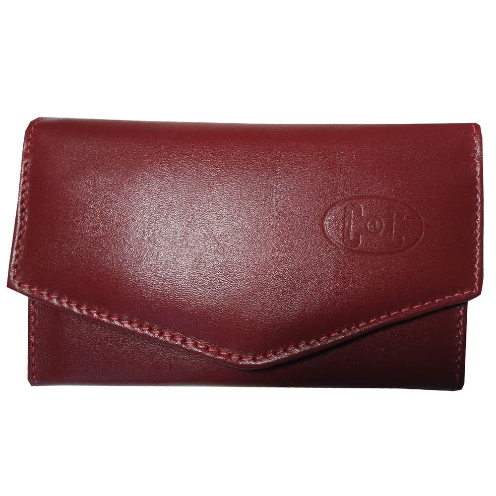 Carteira Feminina Couro Legítimo Vermelha Com Botão Ref: 250 Cac Couros