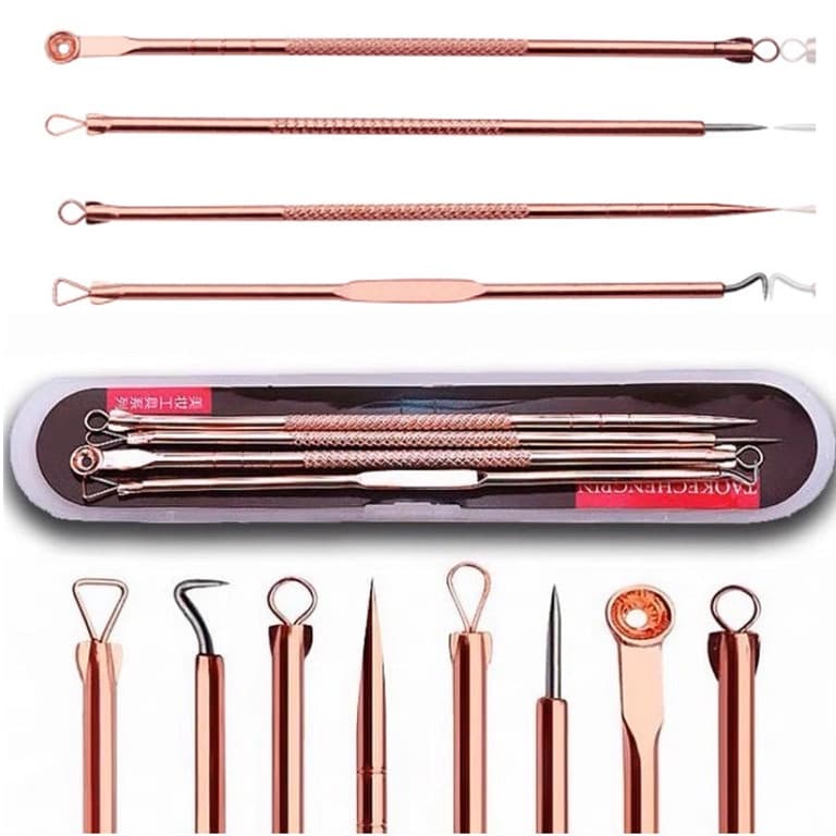 Kit 4  Ferramentas de Beleza Extrator de Acne Removedor de Cravo Espinha Aço Inoxidável Agulhas v