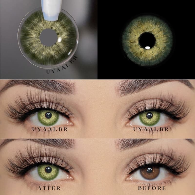 UYAAI Nova Chegada Exclusivo Pattaya Lente De Contato Colorida Verde Lentes Macia