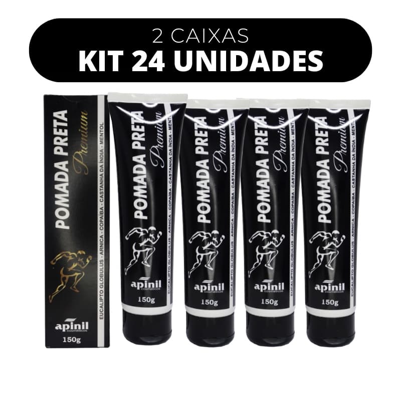 Kit 24 Pomada Massageadora Preta Premium - 150g - Apinil Cosméticos