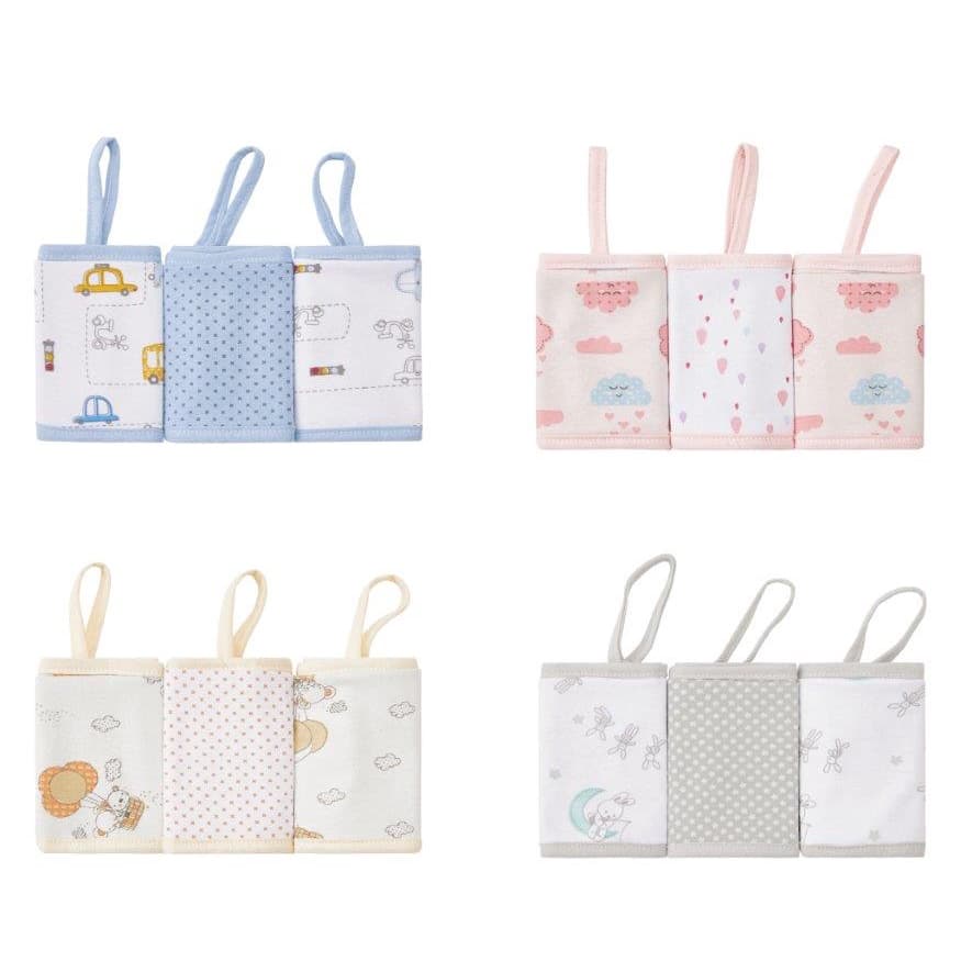 Pano De Boca Bebê Babete 3 Unidades Malha Dupla Top De Linha Com Prendedor de Chupeta Babete - Papi