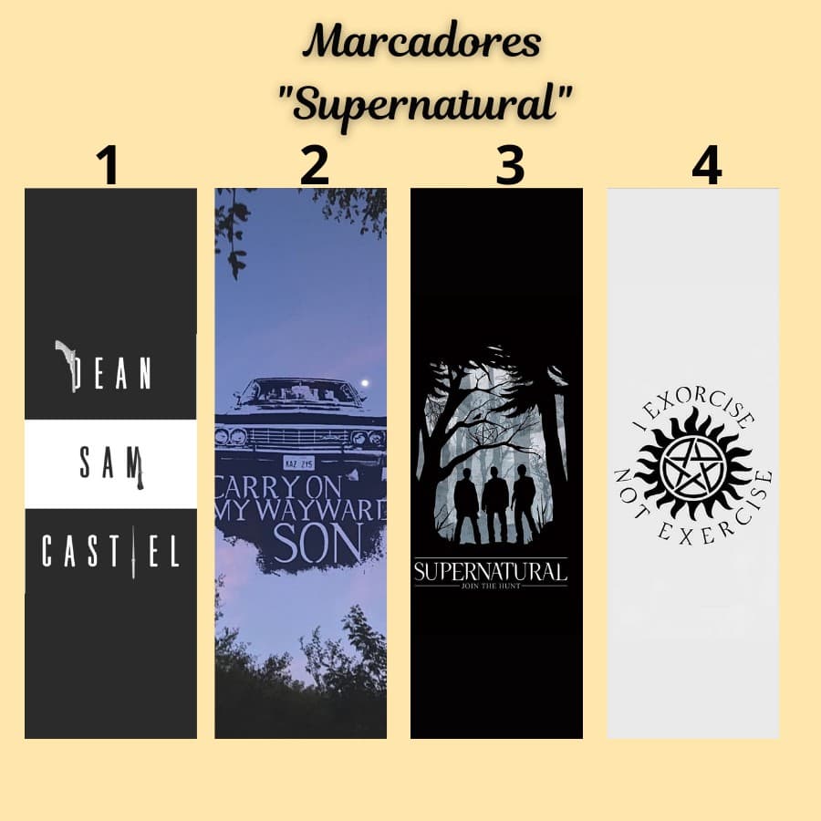 Marcador de página Supernatural plastificado (com ou sem tassel)