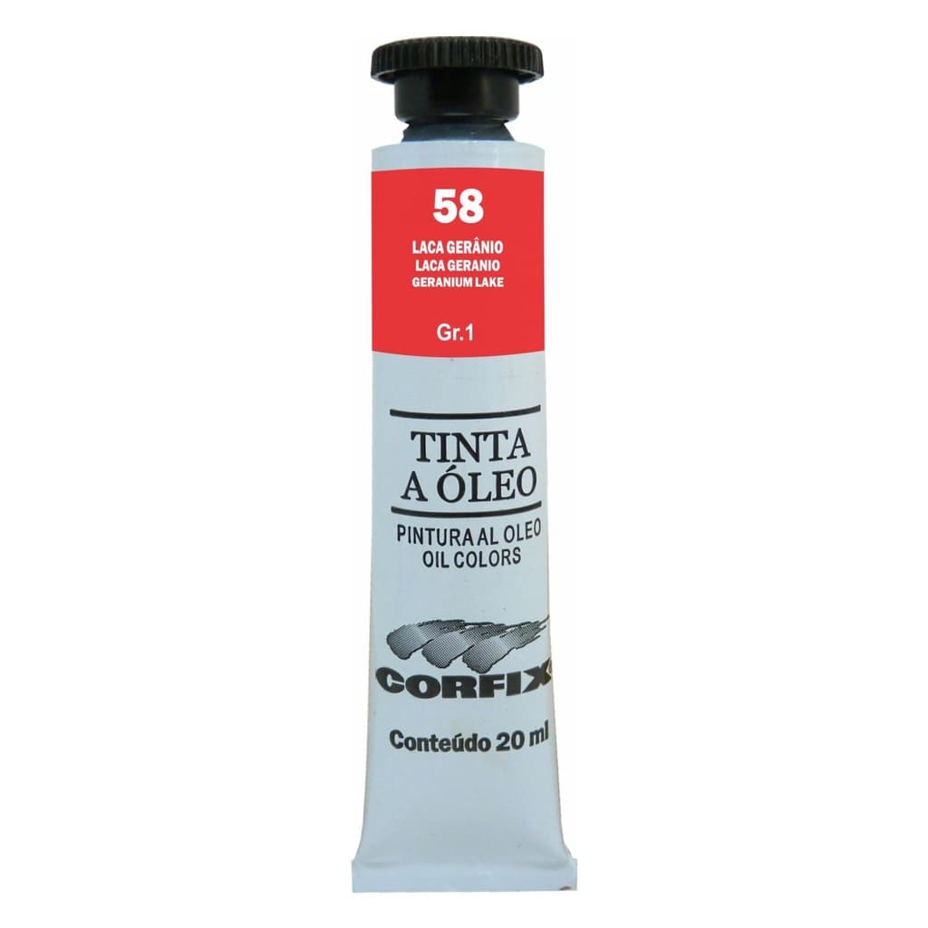 Tinta à Óleo para pintura em tela Corfix Bisnaga 20ml G1 -  58 Laca Gerânio