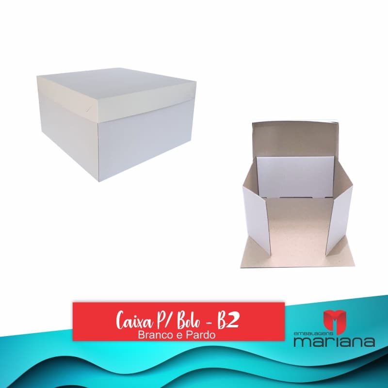 Caixa P/ Bolo B2 -27x27x15 Branco e Pardo