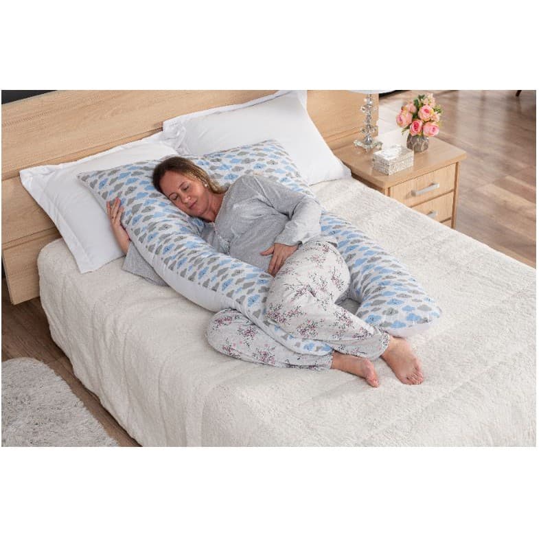 Travesseiro Gestante De Corpo Gravida Almofada Amamentação Nuvem Azul