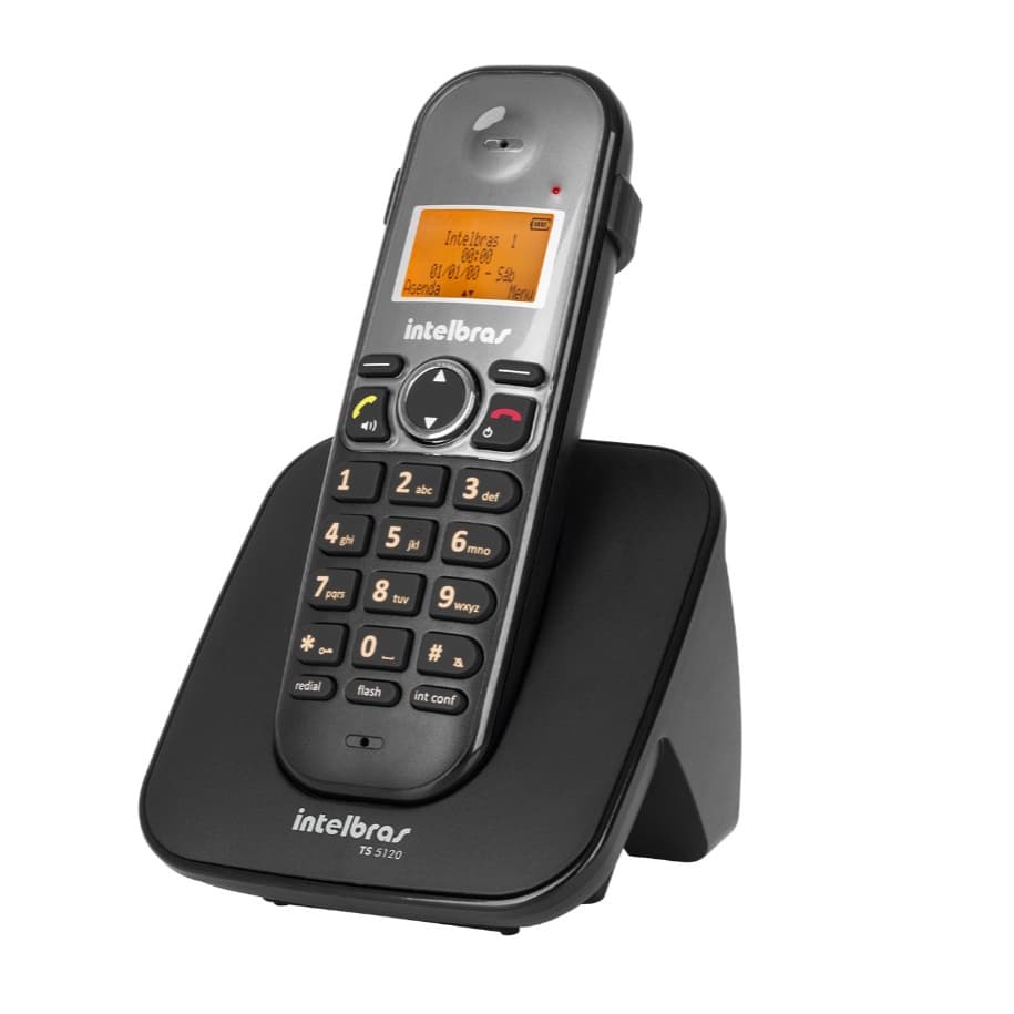 Telefone Sem Fio Preto Intelbras Viva Voz e Identificador de Chamadas Bina