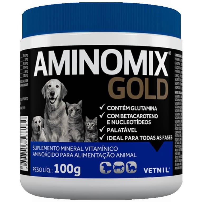 Aminomix Gold 100g - Suplemento Vitamínico Mineral P/ Cães e Gatos