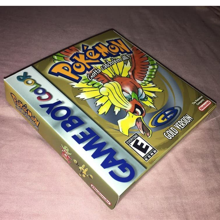 caixa com berço repro para pokemon gold de gameboy color gbc