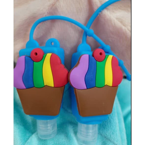 Kit 2 uni.Álcool Gel Frasco Chaveiro Bolsa Bichinhos Refil