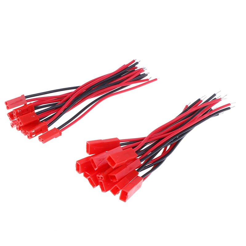 (Bi & 3c) 20 Pcs 2 Pin Conector Jst Masculino Feminino Plug Cabo Fio Awg 22 Para Rc Bateria