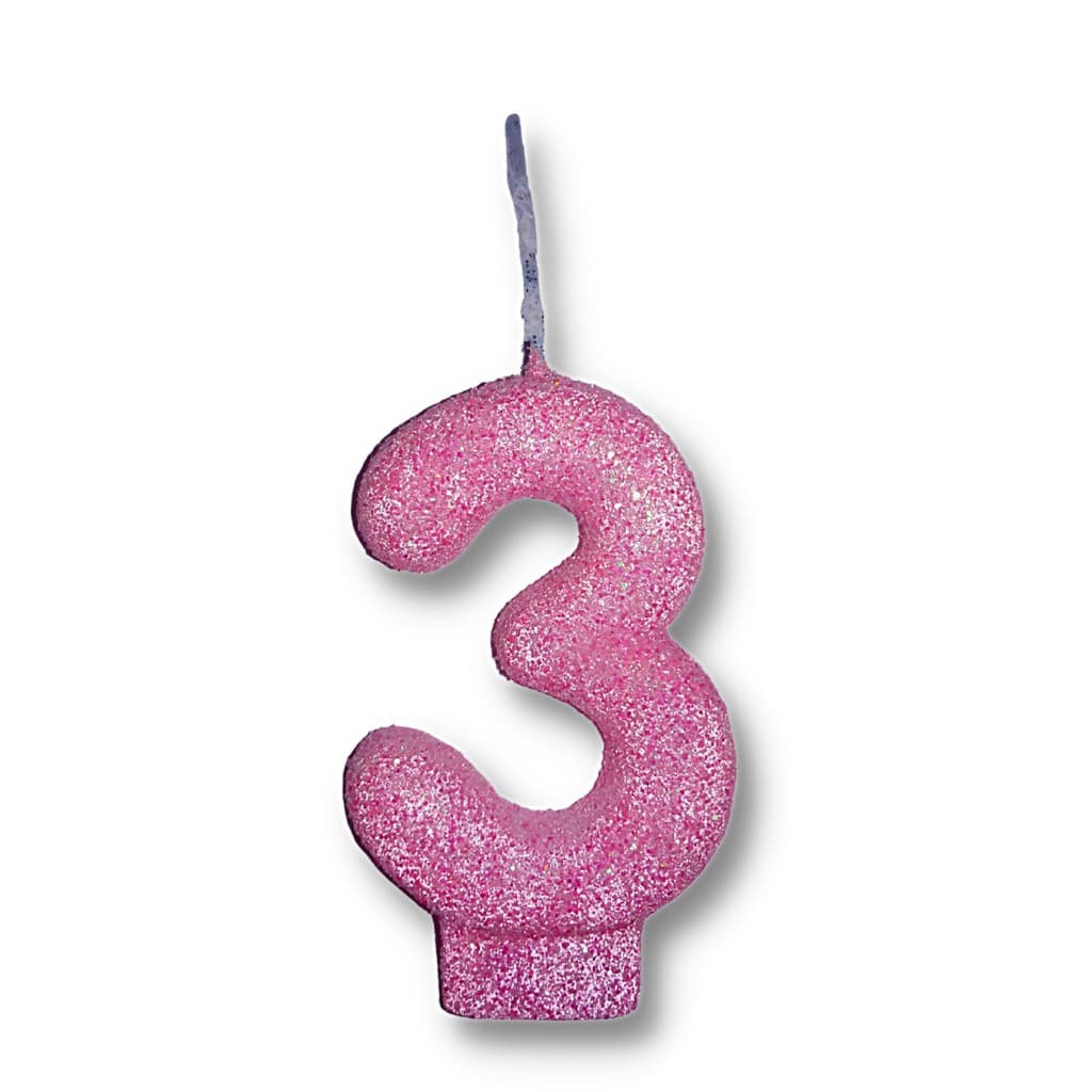Velas Super Max De Aniversário Rosa Bebê - Números + Glitter -  1 Uni