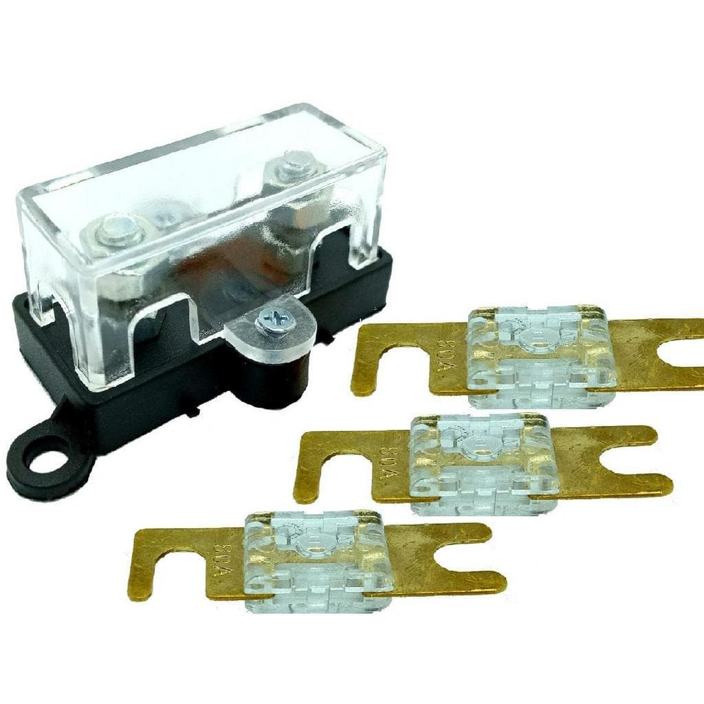 Porta Fusível Midi de Som Automotivo e 3 Fusíveis 80 Amperes