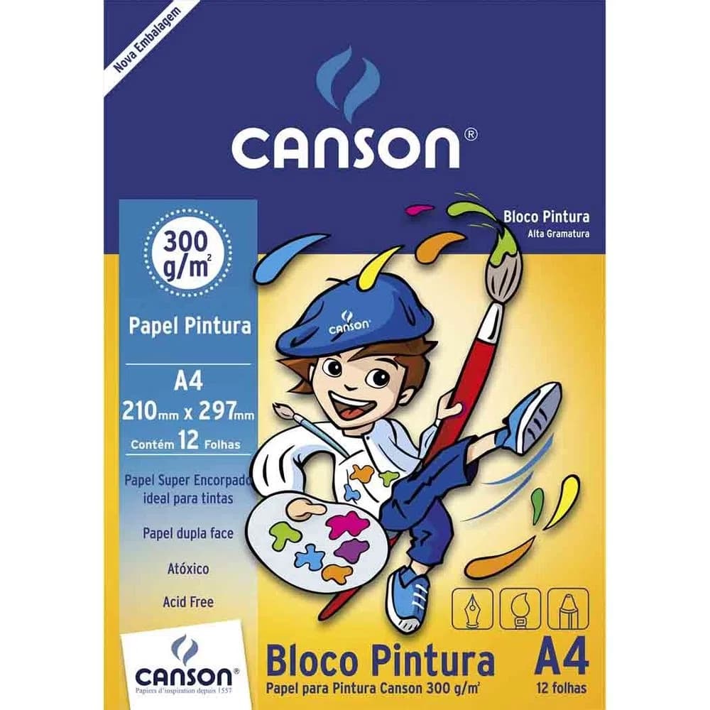 Bloco Para Pintura A4 300g com 12 folhas - Canson