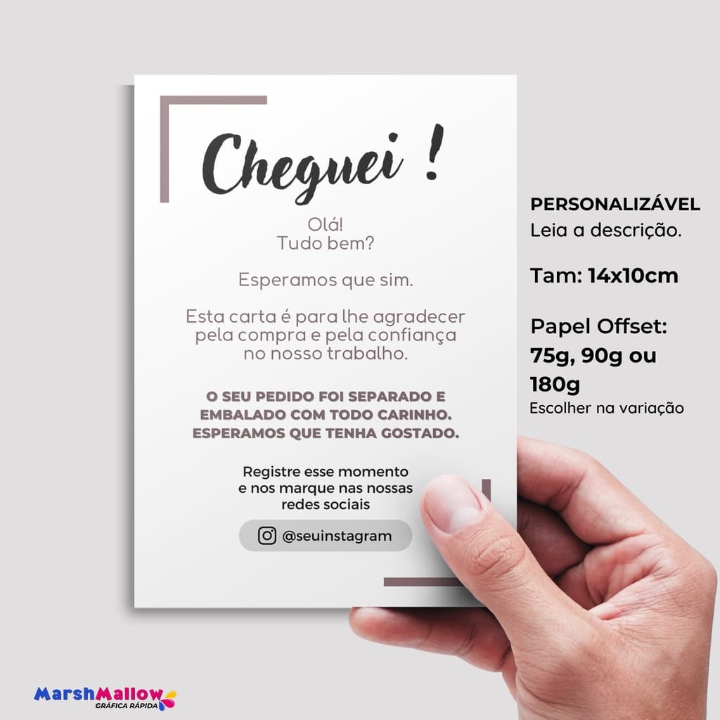 50 ou 100 Carta de Agradecimento ao Cliente Personalizada 10x14 Cartão para nicho masculino, loja, Flyer, Panfleto