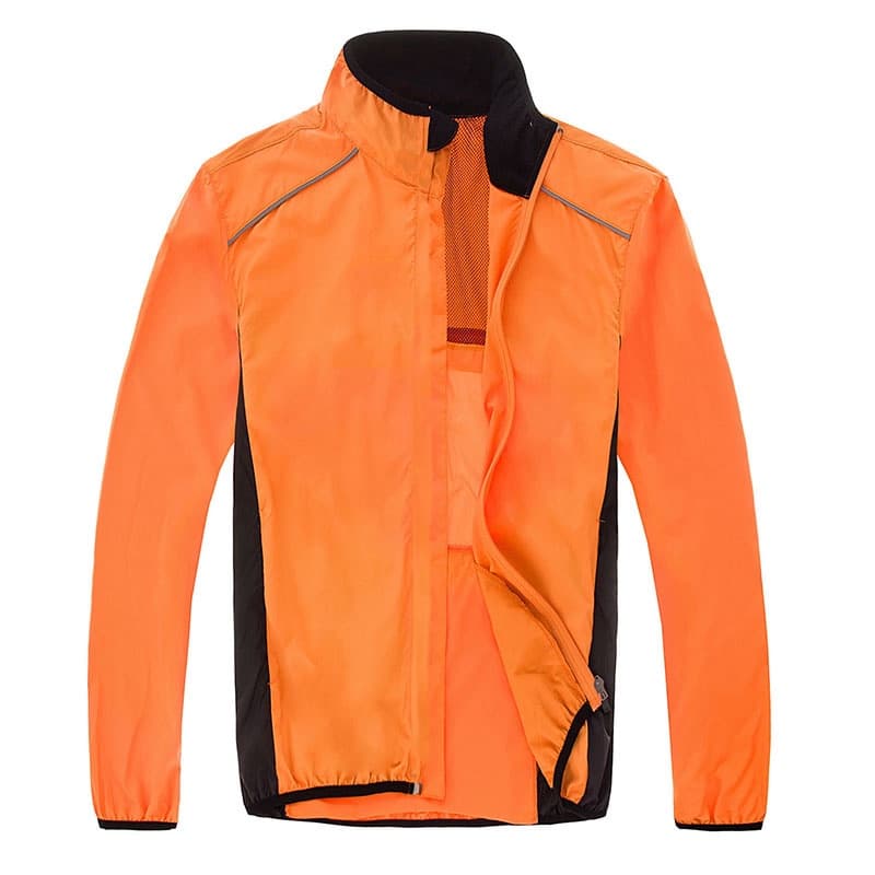 Jaqueta Corta Vento Com Bolsos Laterais Resistente Água Refletivos Zíper Fitness Laranja Decole
