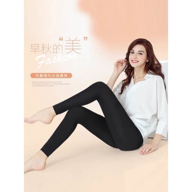 Meia Calça sem pe Fio 80 Preta Grossa Térmica Flanelada Frio tamanho único