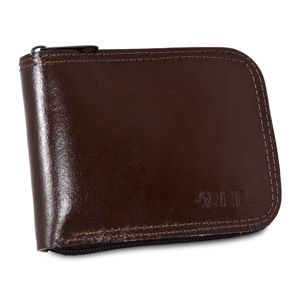 carteira masculina couro fecho zipe grande linda na caixa