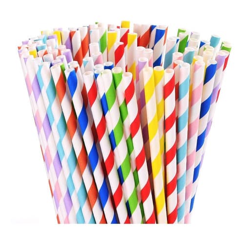 20/50/100 canudos de papel decorados coloridos sortidos biodegradavel