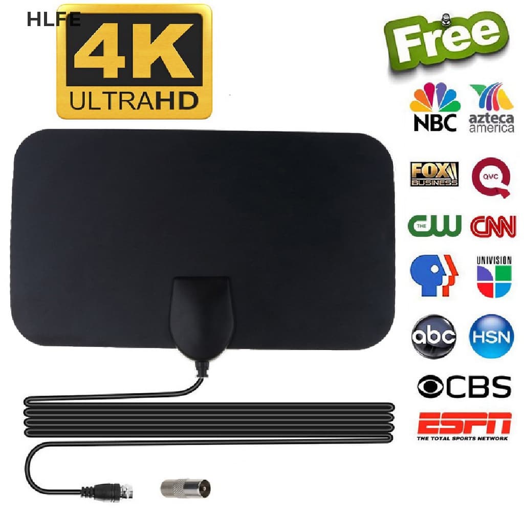 HL Antena De TV Interna Plana 4K Aérea Digital HDTV 50 Milhas Alcance Booster FE