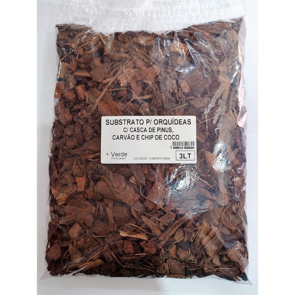 3 Litros Substrato Para Orquídeas com Casca de Pinus Carvão e Chip de Coco